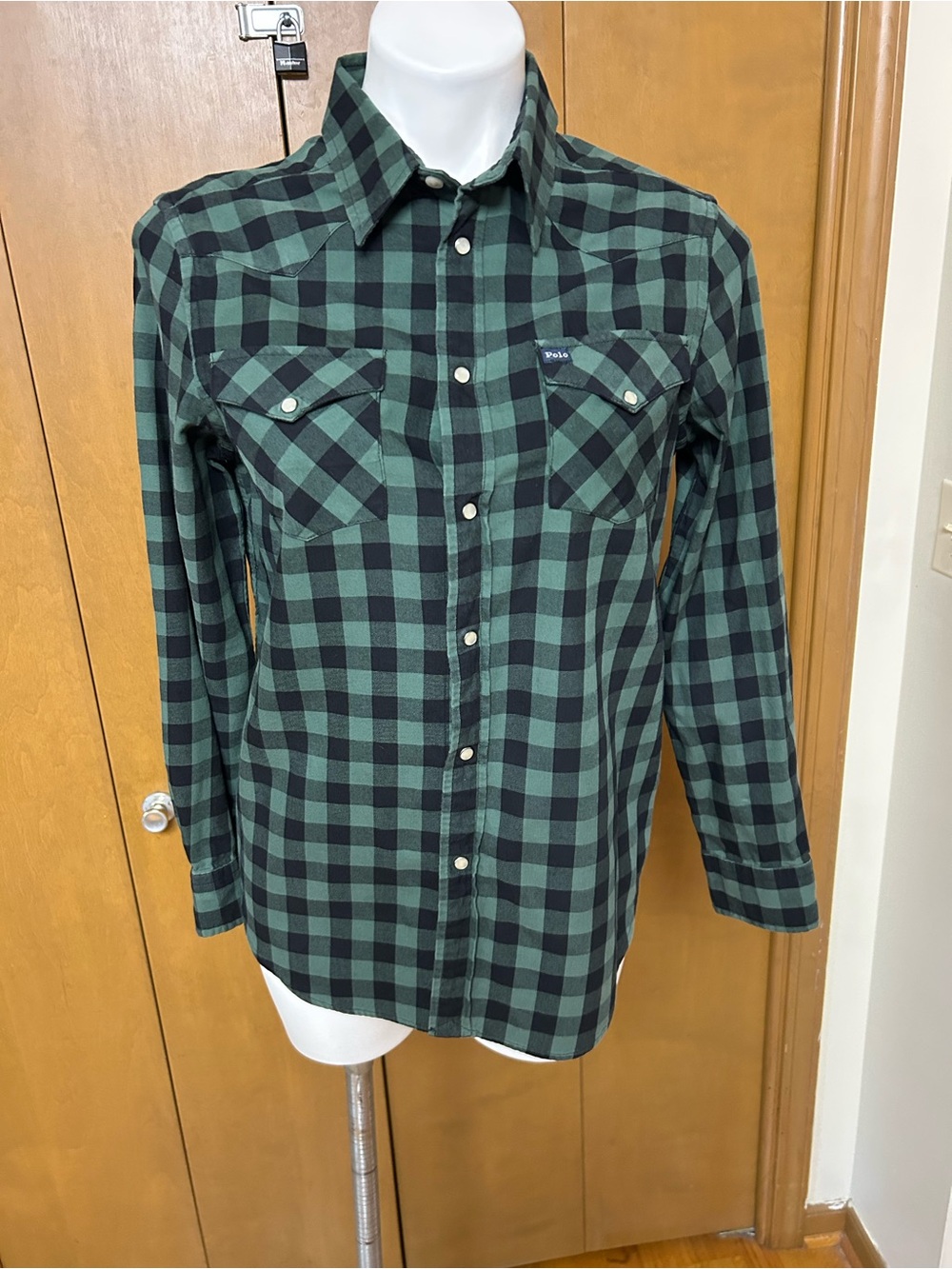 Ralph Lauren Green and Black Plaid Button-Down Shirt